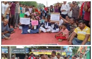सड़क बनाने की मांग को लेकर छात्र छात्राओं व नागरिकों ने किया चक्काजाम..बिछुआ से खमारपानी मार्ग बंद