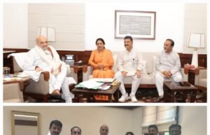 केंद्रीय गृह मंत्री अमित शाह और रक्षा मंत्री राजनाथ सिंह से मिले भाजपा जिलाध्यक्ष शेषराव यादव व सागर सांसद लता वानखेड़े